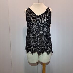 LOFT Lace Overlay Tank Top Size S LINED